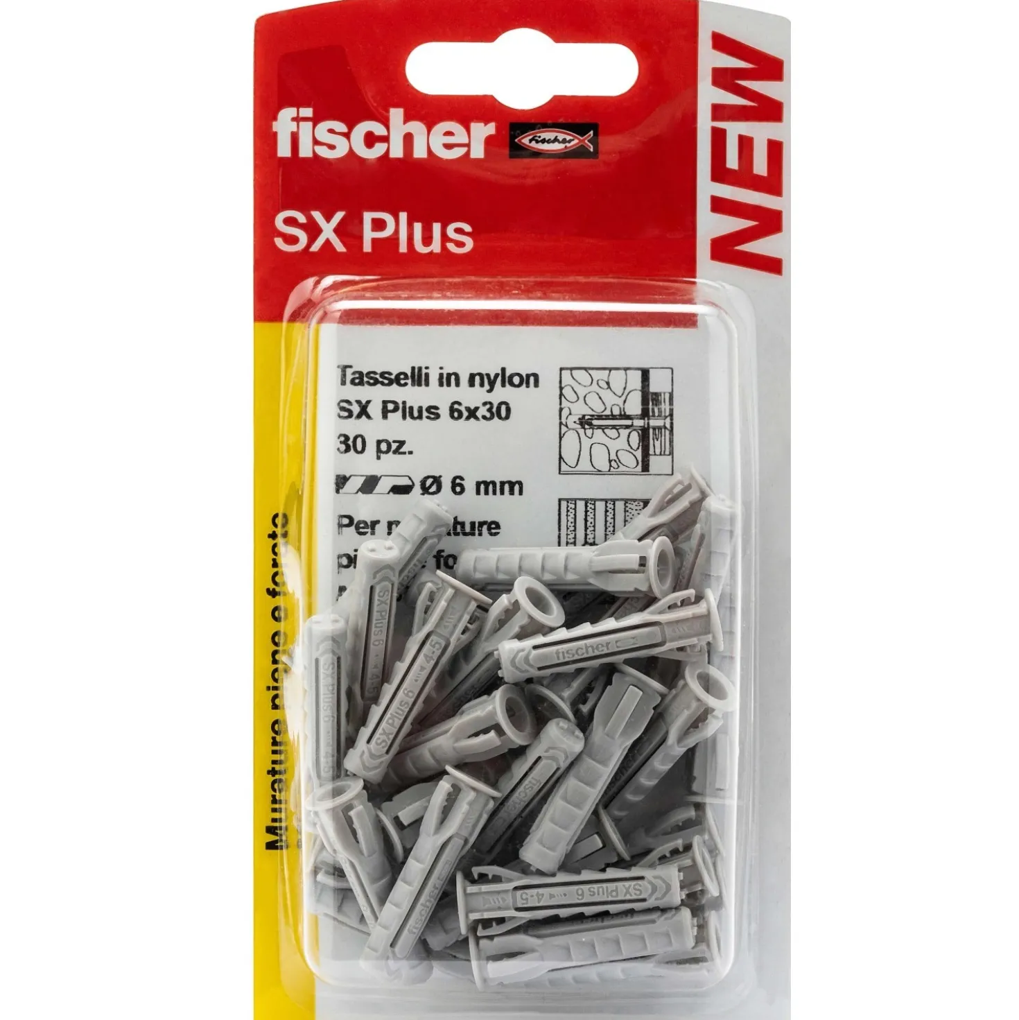 Tassello a espansione in nylon Fischer SX Ø 6 mm 30 pz