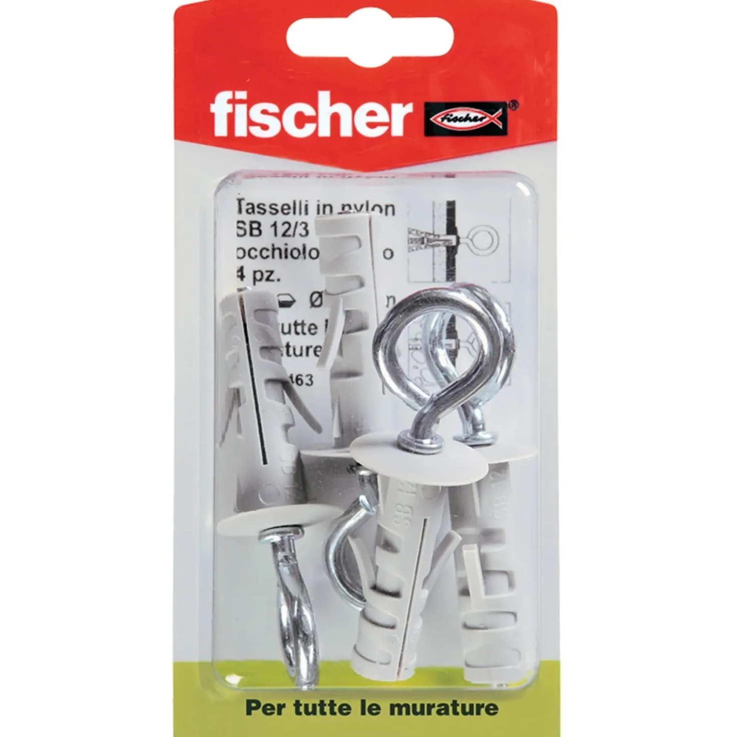 Tassello a espansione in nylon Fischer SB occhiolo chiuso Ø 12 mm 4 pz