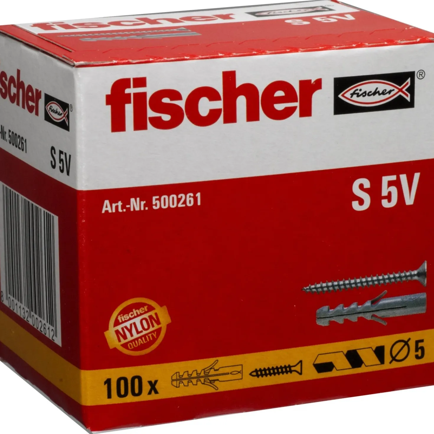 Tassello a espansione in nylon Fischer S Ø 5 mm 100 pz