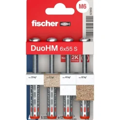 Tassello Fischer DuoHM 6x55 con vite foro Ø12 mm 4 pz confezione