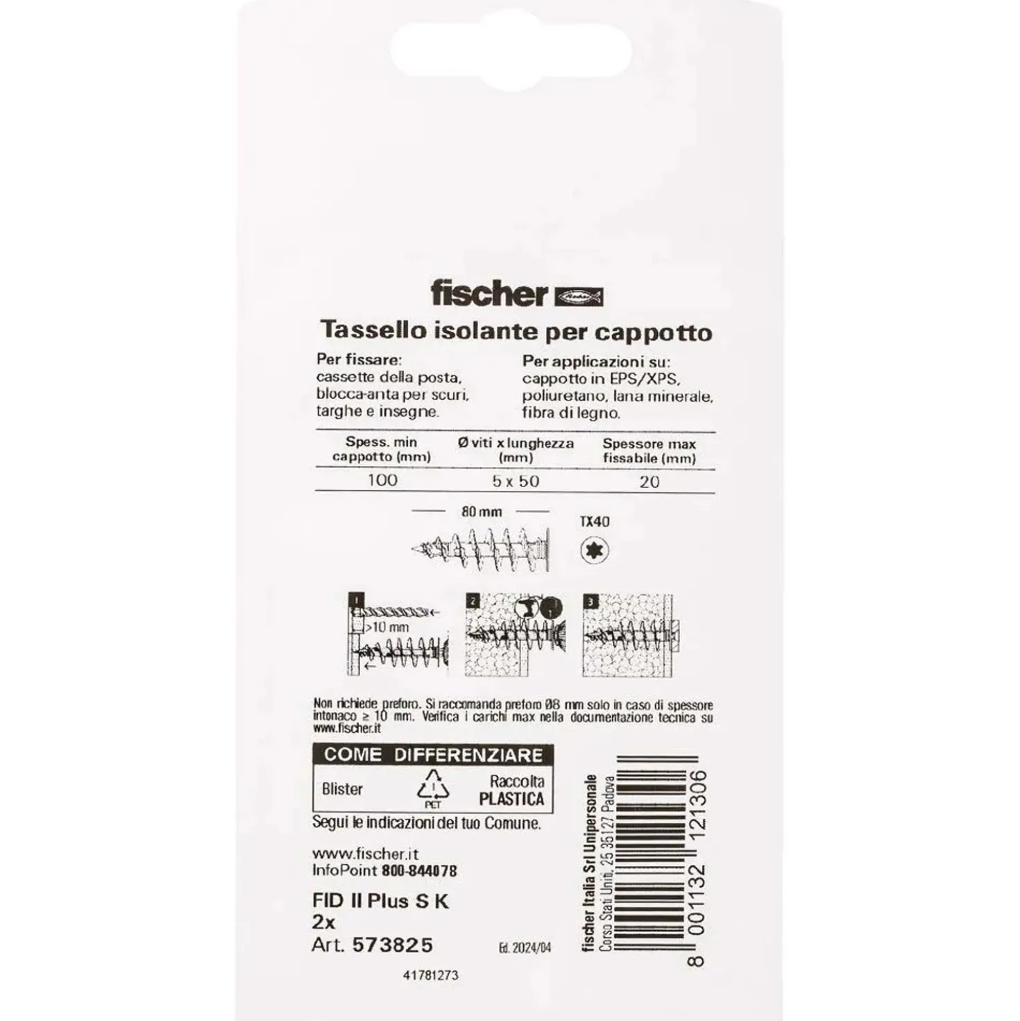 Tassello isolante fischer FID II Plus