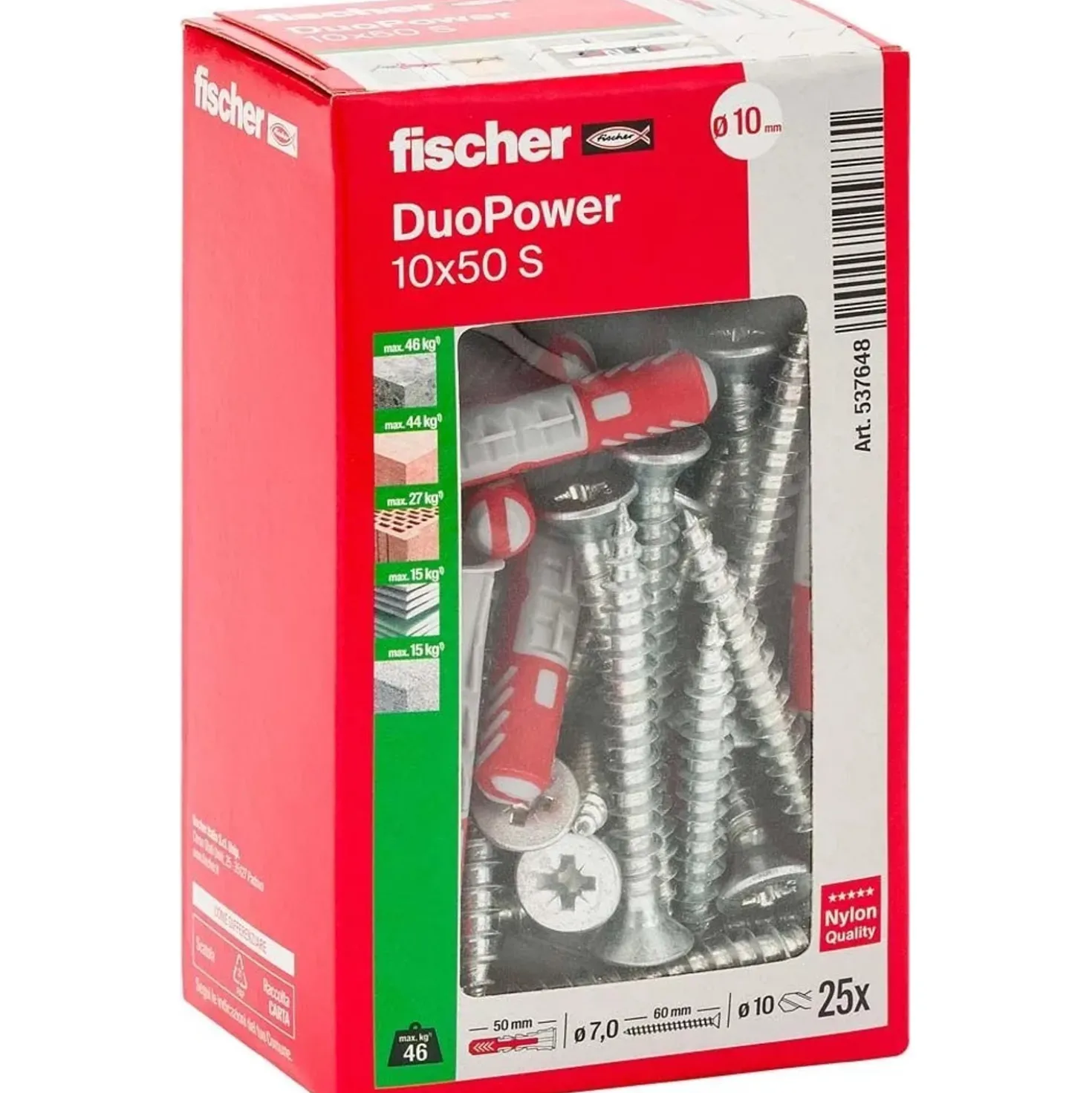 Tassello universale DuoPower con vite Ø 10 mm 25 pz