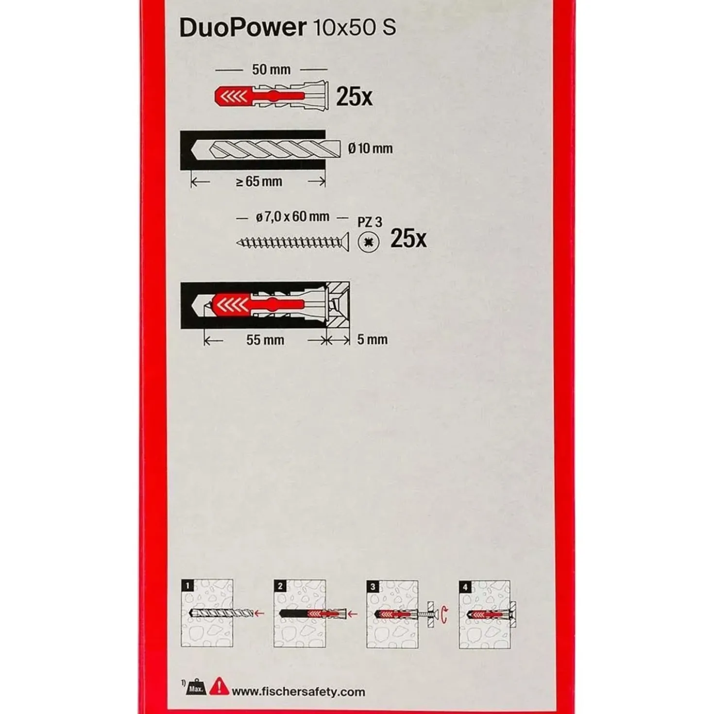 Tassello universale DuoPower con vite Ø 10 mm 25 pz