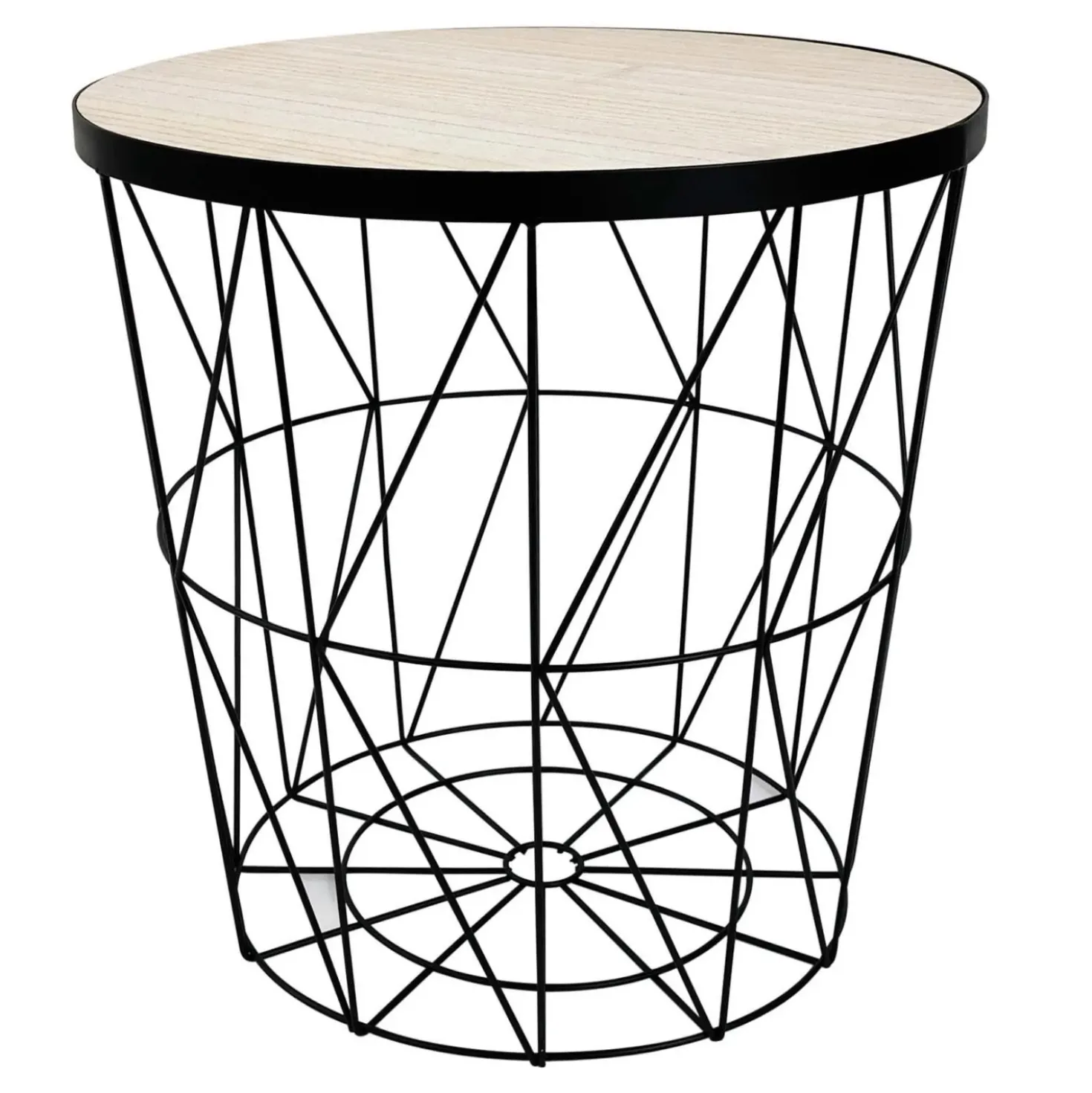 Tavolino contenitore kaori con top in mdf Ø 38X40 cm nero
