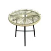 Tavolino da giardino in rattan sintetico acciaio piano vetro Ø 50x H 52 cm