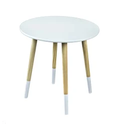 Tavolino rotondo con top in mdf 48x48x48 cm bianco