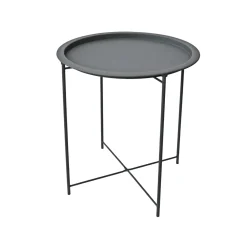 Tavolino vassoio metallo antracite Ø 47xH51 cm