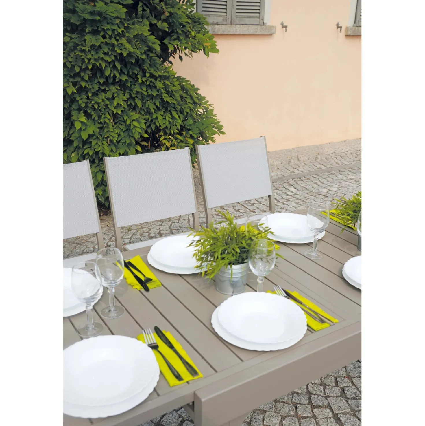 Tavolo allungabile da balcone in alluminio tortora 106/212x75 cm