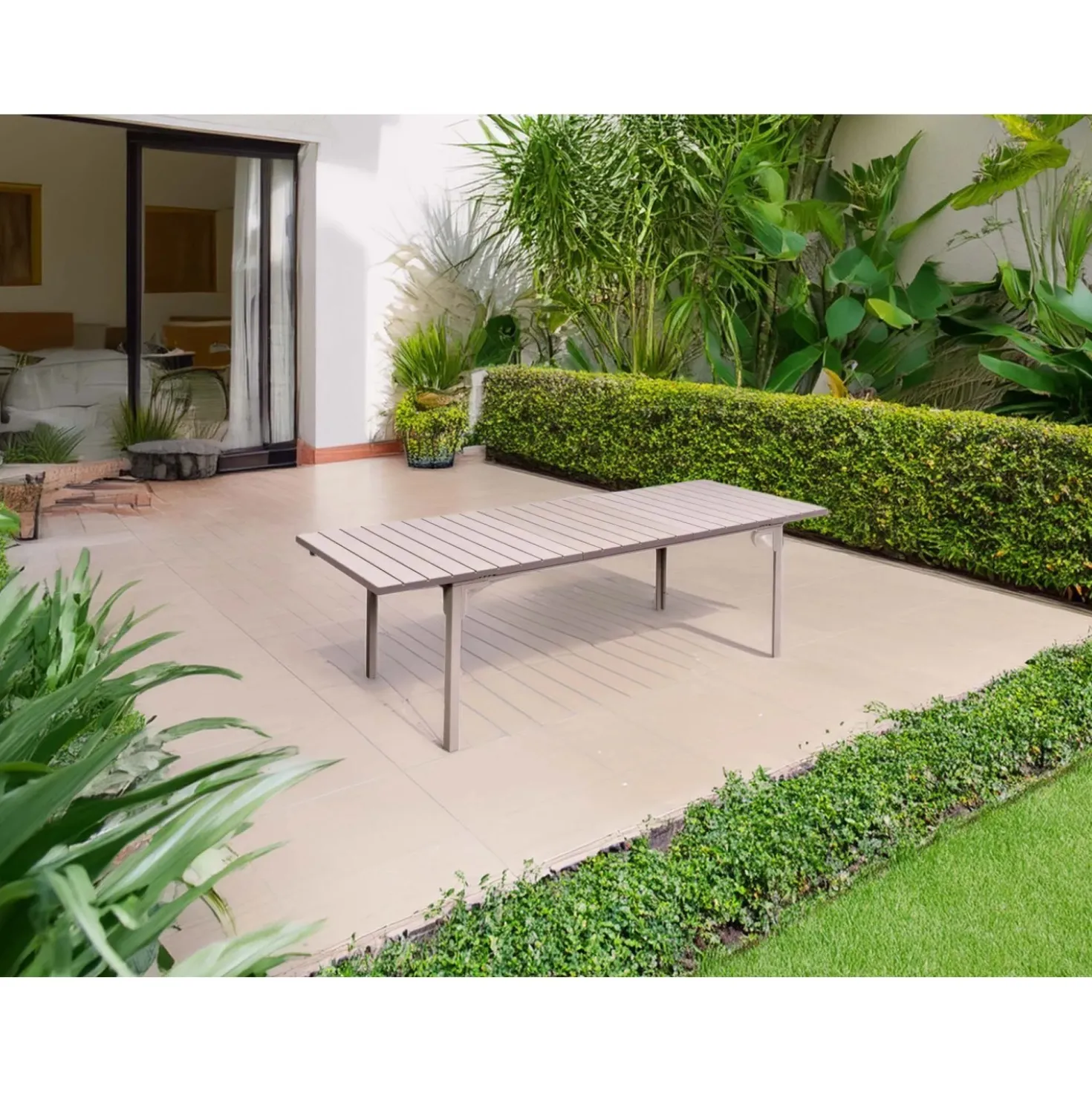 Tavolo allungabile da giardino Tenerife in metallo e plastica 180-240x90x76 cm