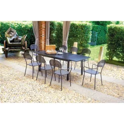 Tavolo allungabile da giardino in ferro grigio 156-213xH95 cm