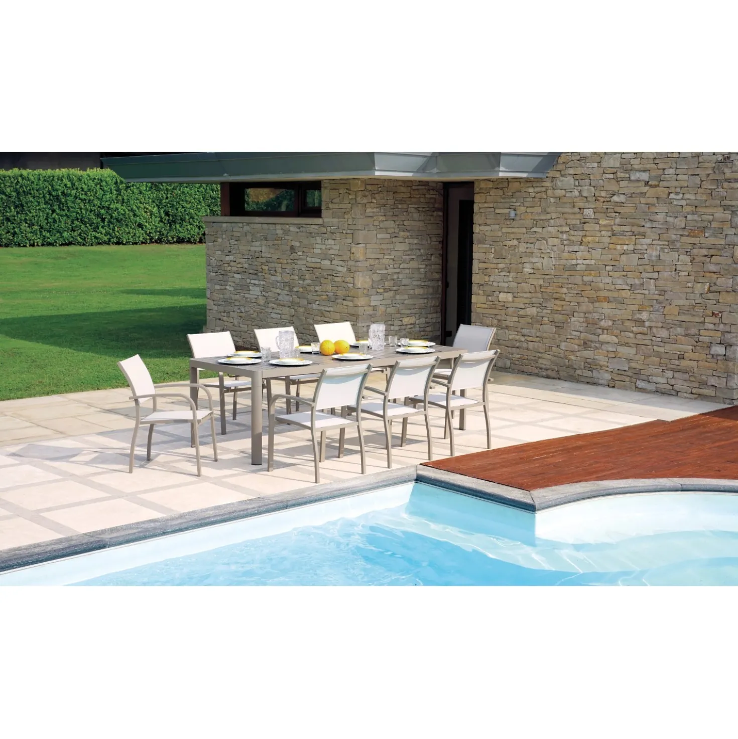 Tavolo allungabile da giardino in alluminio 160-240x100 cm