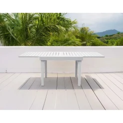 Tavolo allungabile da giardino in alluminio bianco 104-208x75 cm