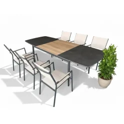 Tavolo allungabile da giardino Aster in alluminio 166-254x100x76 cm