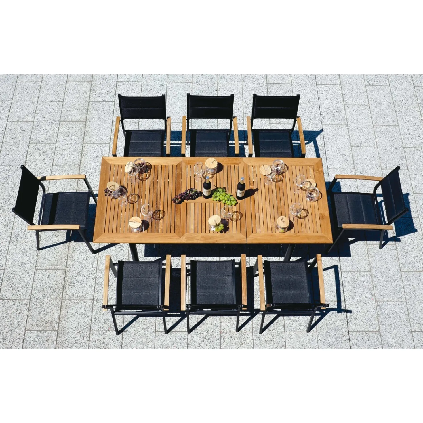 Tavolo allungabile da giardino in teak e alluminio 150/210x90 cm