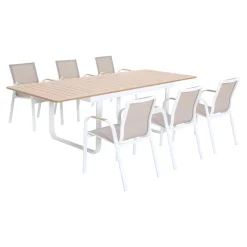 Tavolo allungabile da giardino Butterfield allu beige 155/246x100x75.5 cm