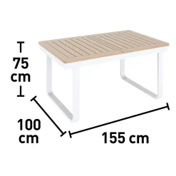 Tavolo allungabile da giardino Butterfield allu beige 155/246x100x75.5 cm