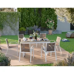 Tavolo allungabile da giardino Butterfield allu beige 155/246x100x75.5 cm
