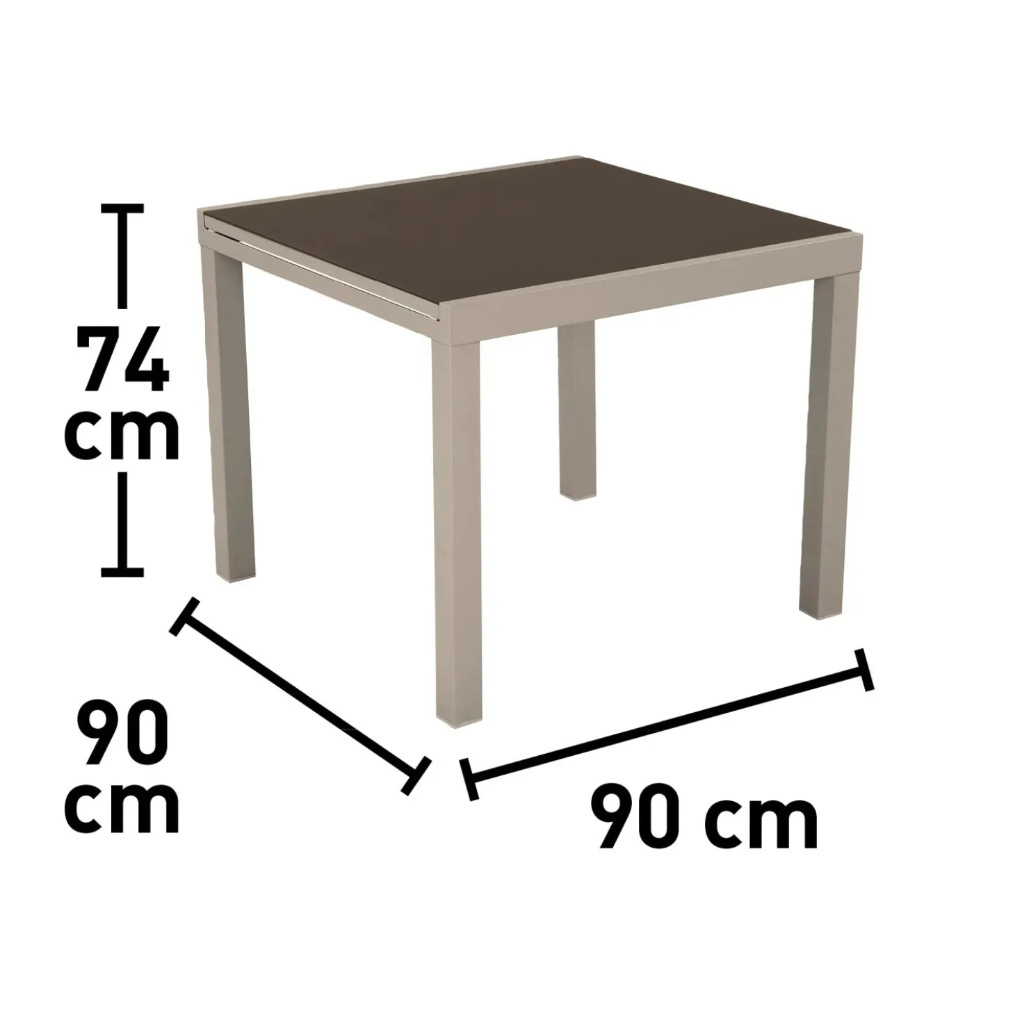 Tavolo allungabile da giardino Nomara in alluminio 90x90x74 cm