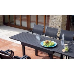 Tavolo allungabile da giardino in alluminio antracite 104-208x75 cm