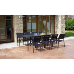 Tavolo allungabile da giardino in alluminio antracite 104-208x75 cm