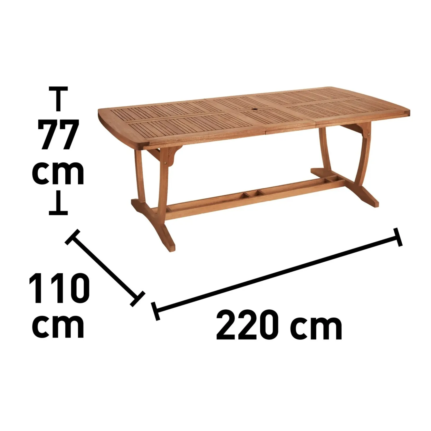 Tavolo allungabile da giardino Chelsea in legno di eucalipto 220-300x110 cm