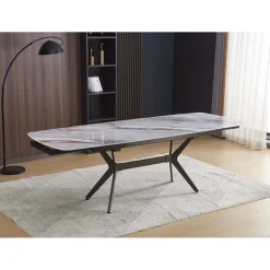 Tavolo allungabile da pranzo Riley marmo grigio lucido 160x90x76 cm