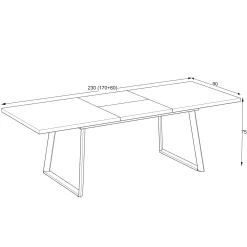 Tavolo allungabile da pranzo Lavinya ossido 170x90x75 cm