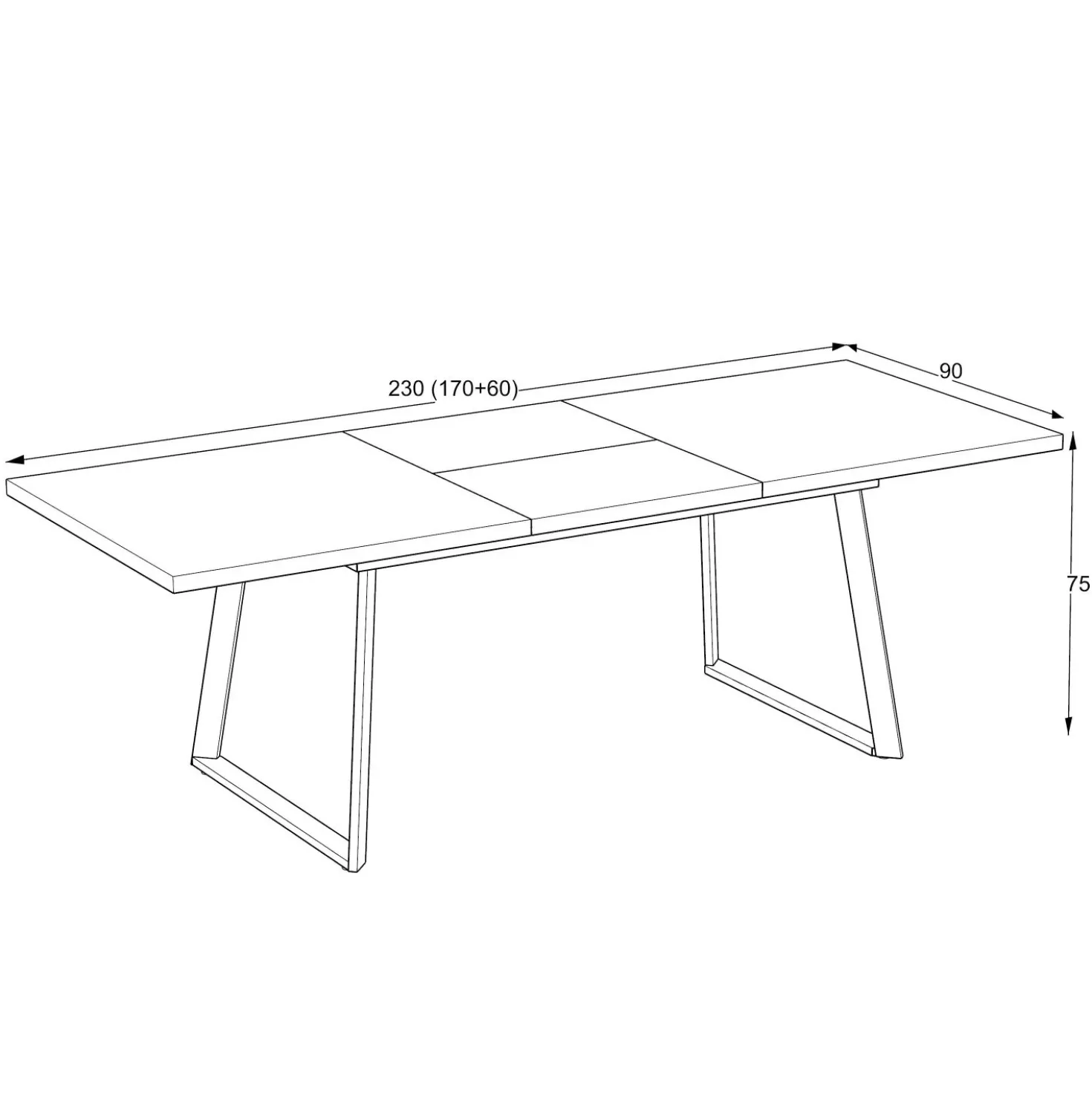 Tavolo allungabile da pranzo Lavinya ossido 170x90x75 cm