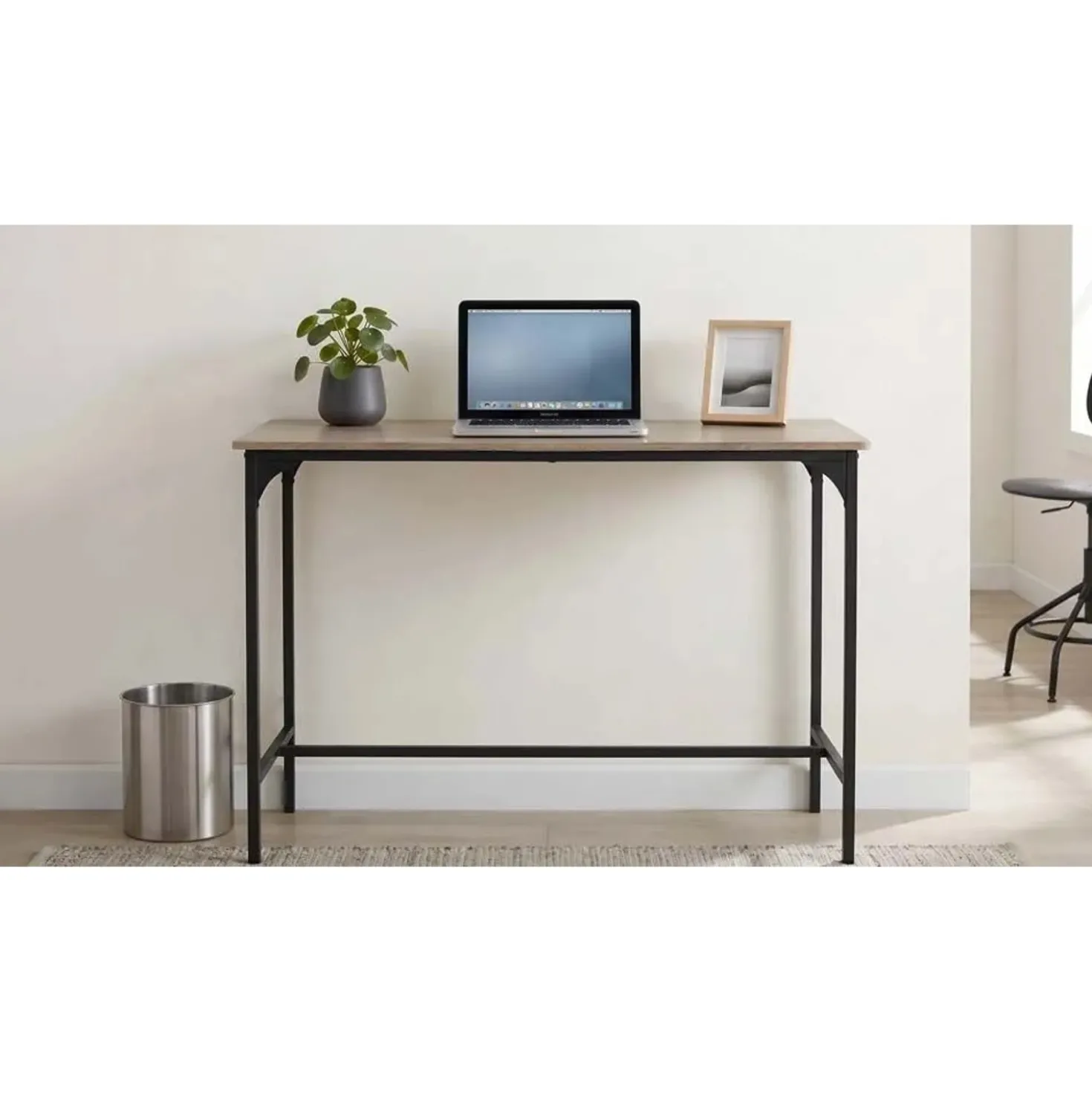 Tavolo bar struttura in metallo e piano in MDF 100x60x87 cm nero