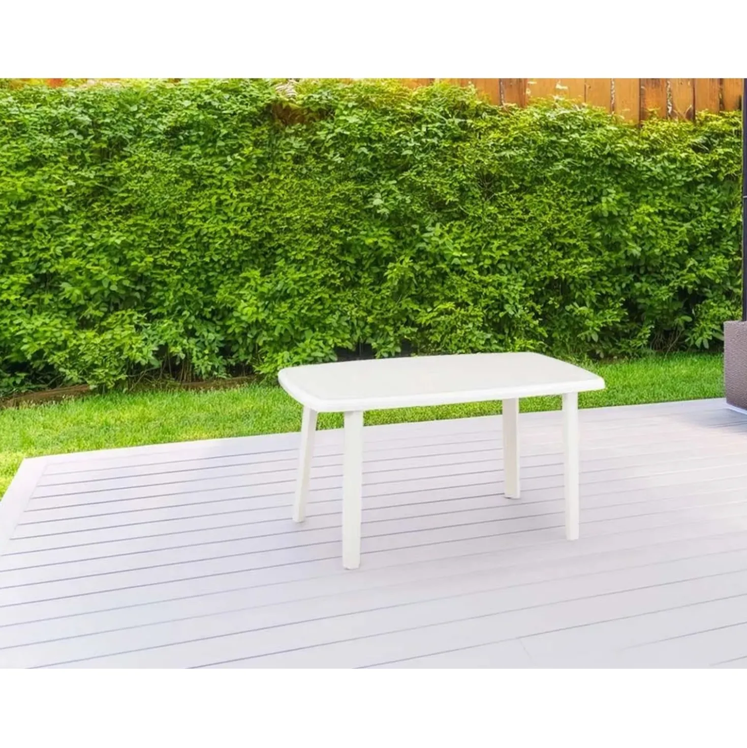 Tavolo da giardino Cayman in polipropilene 137x85x72 cm bianco
