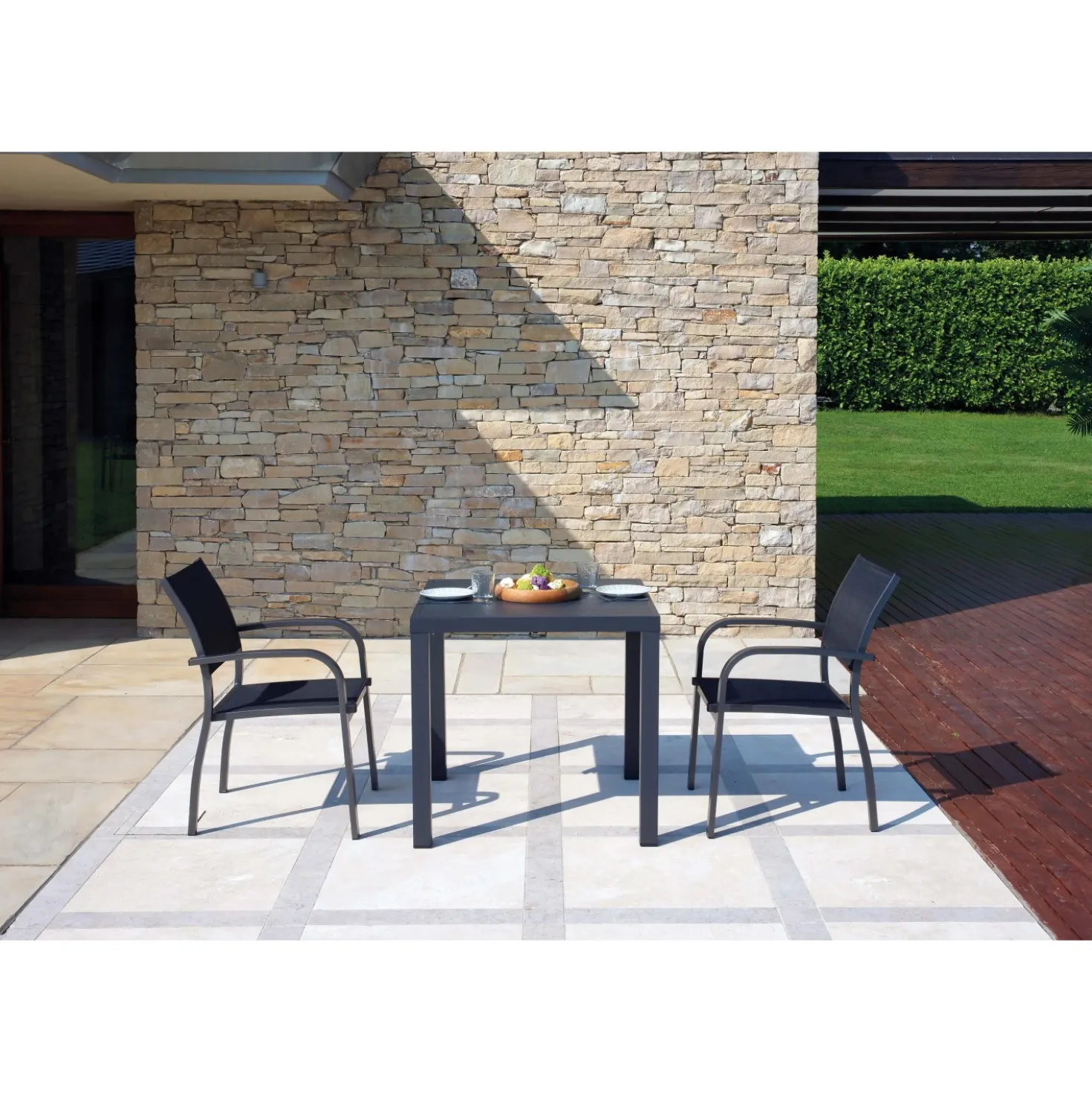 Tavolo da giardino in alluminio antracite 80x80 cm