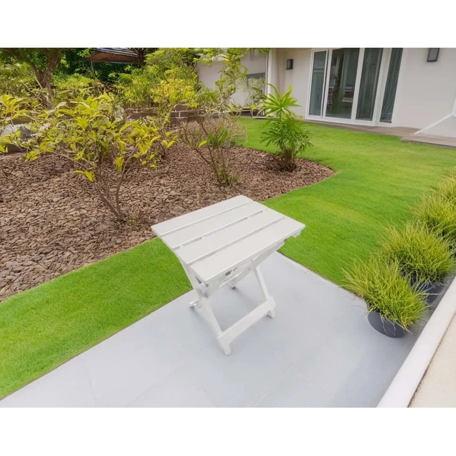 Tavolo da giardino in alluminio 39x30x25 cm bianco