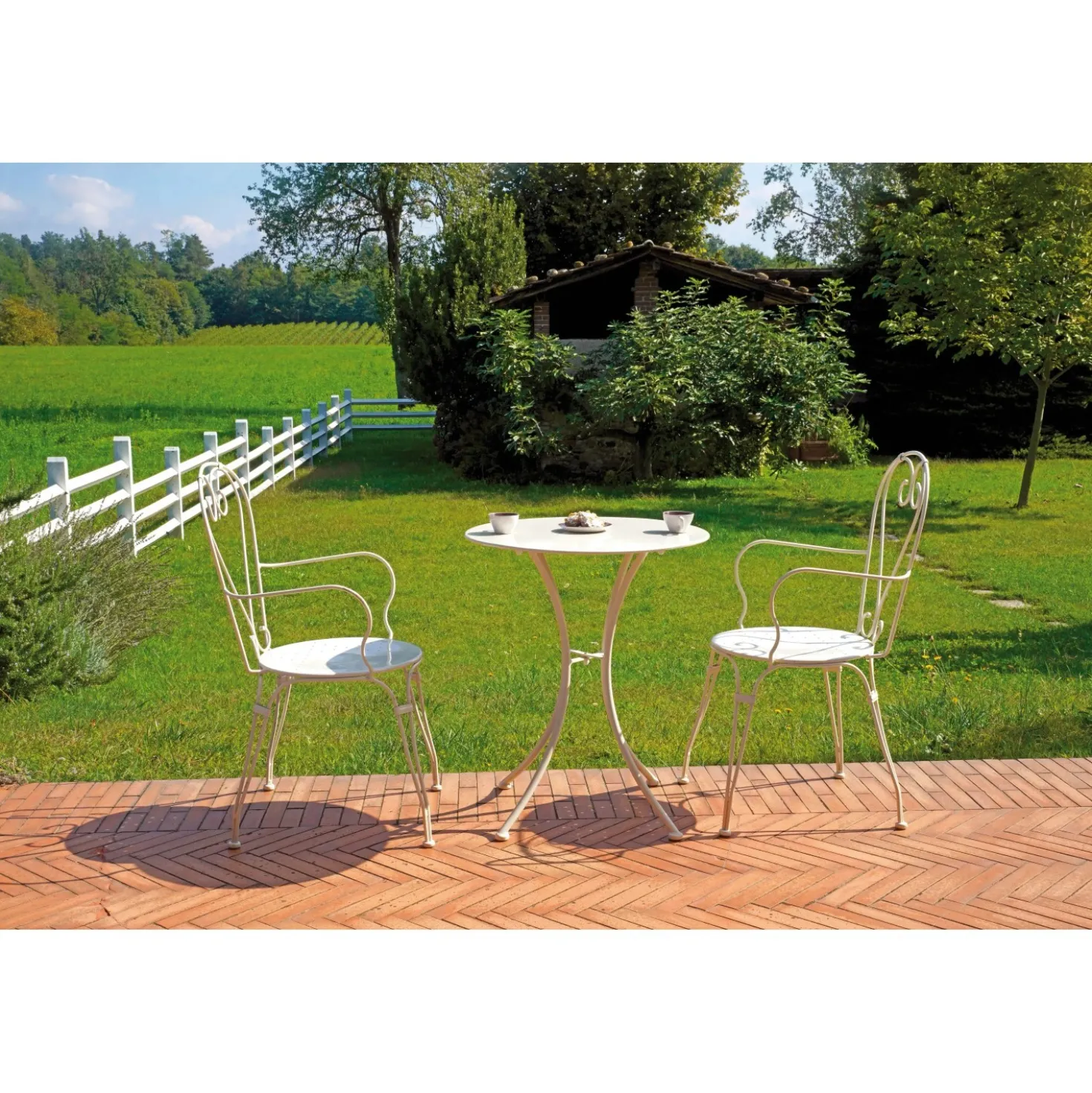 Tavolo da giardino in ferro in avorio Ø 60 cm