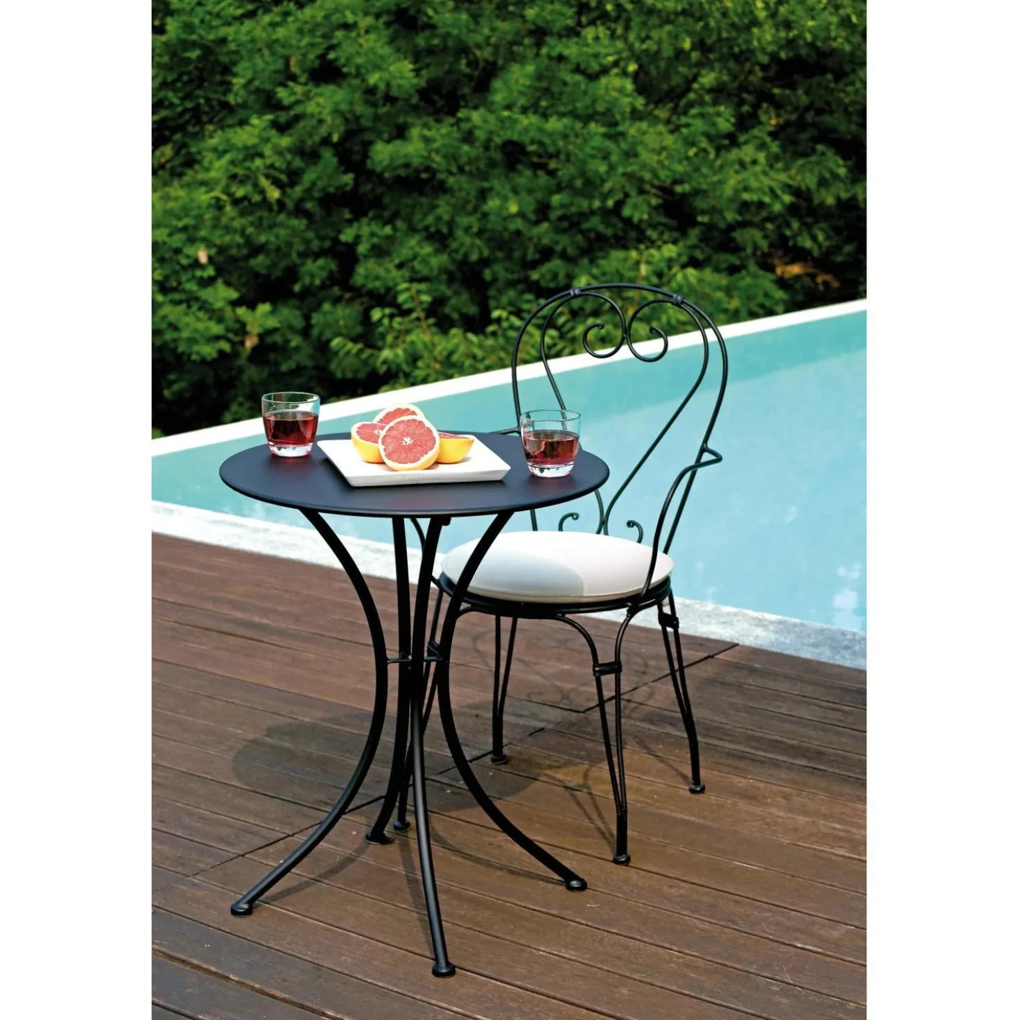 Tavolo da giardino in ferro nero Ø 60 cm