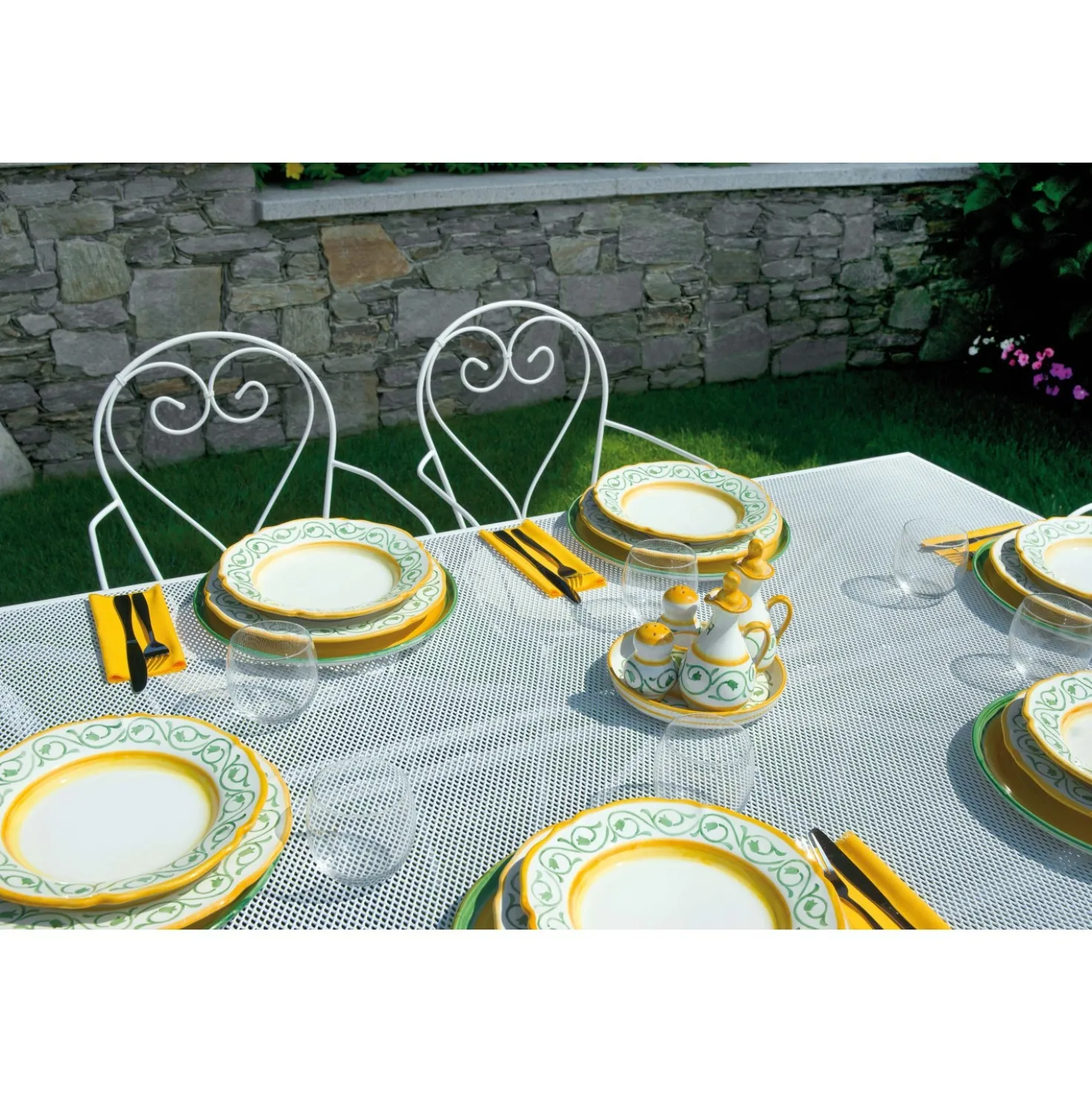 Tavolo da giardino in ferro in avorio 160x100 cm