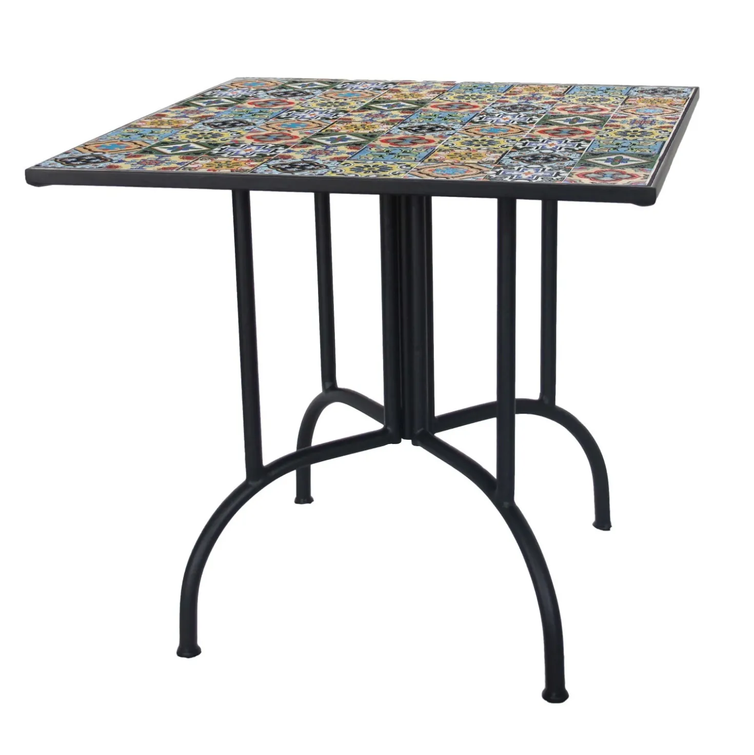 Tavolo da giardino Mosaico Flower in metallo verniciato 80x80x75 cm