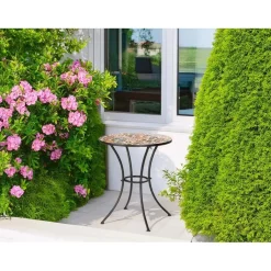 Tavolo da giardino Mosaico Flower in metallo verniciato Ø 60 cm