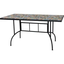 Tavolo da giardino Mosaico Flower in metallo verniciato 150x80x73 cm