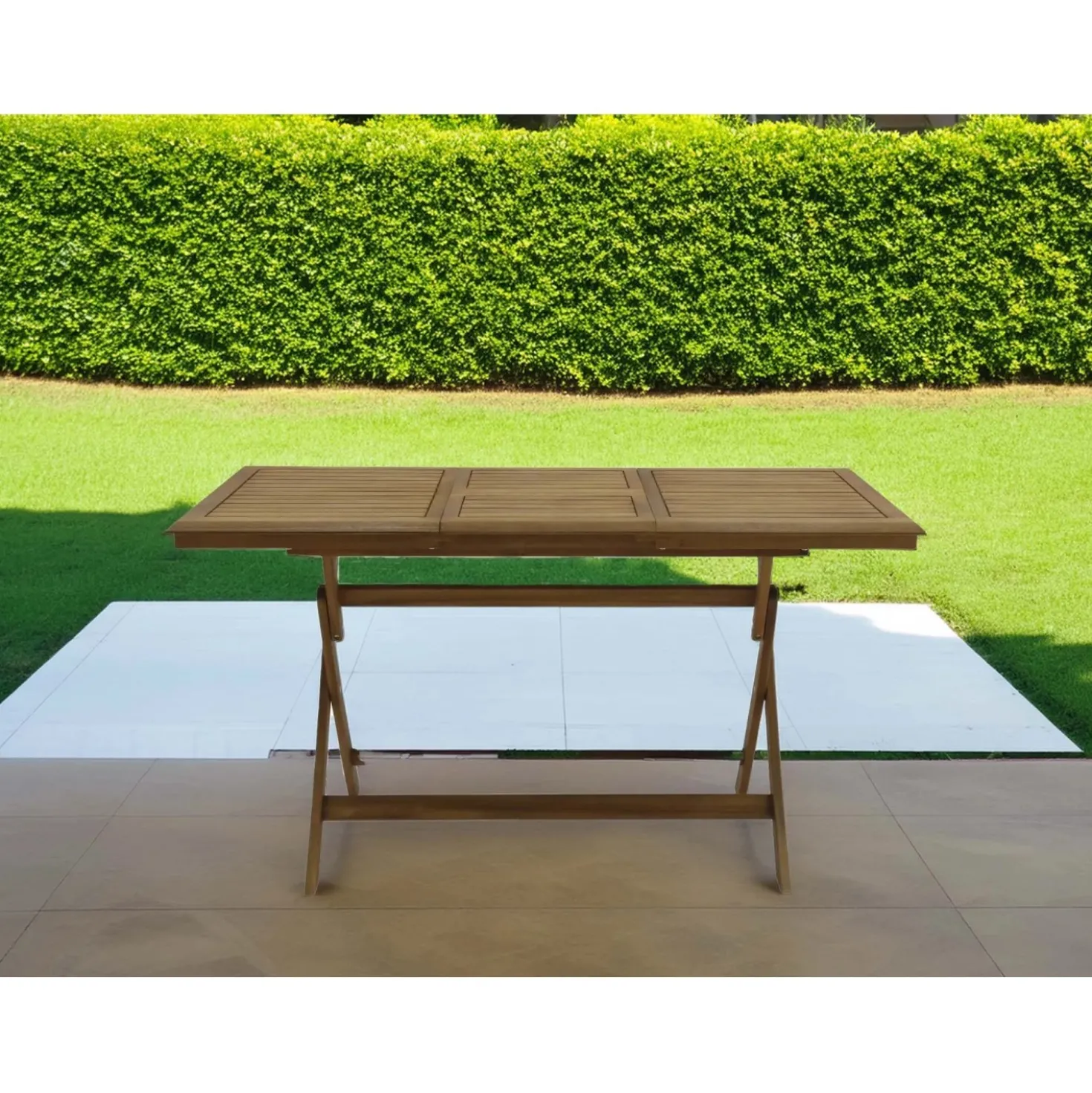 Tavolo da giardino pieghevole legno di acacia 100/140x70 cm H 75 cm