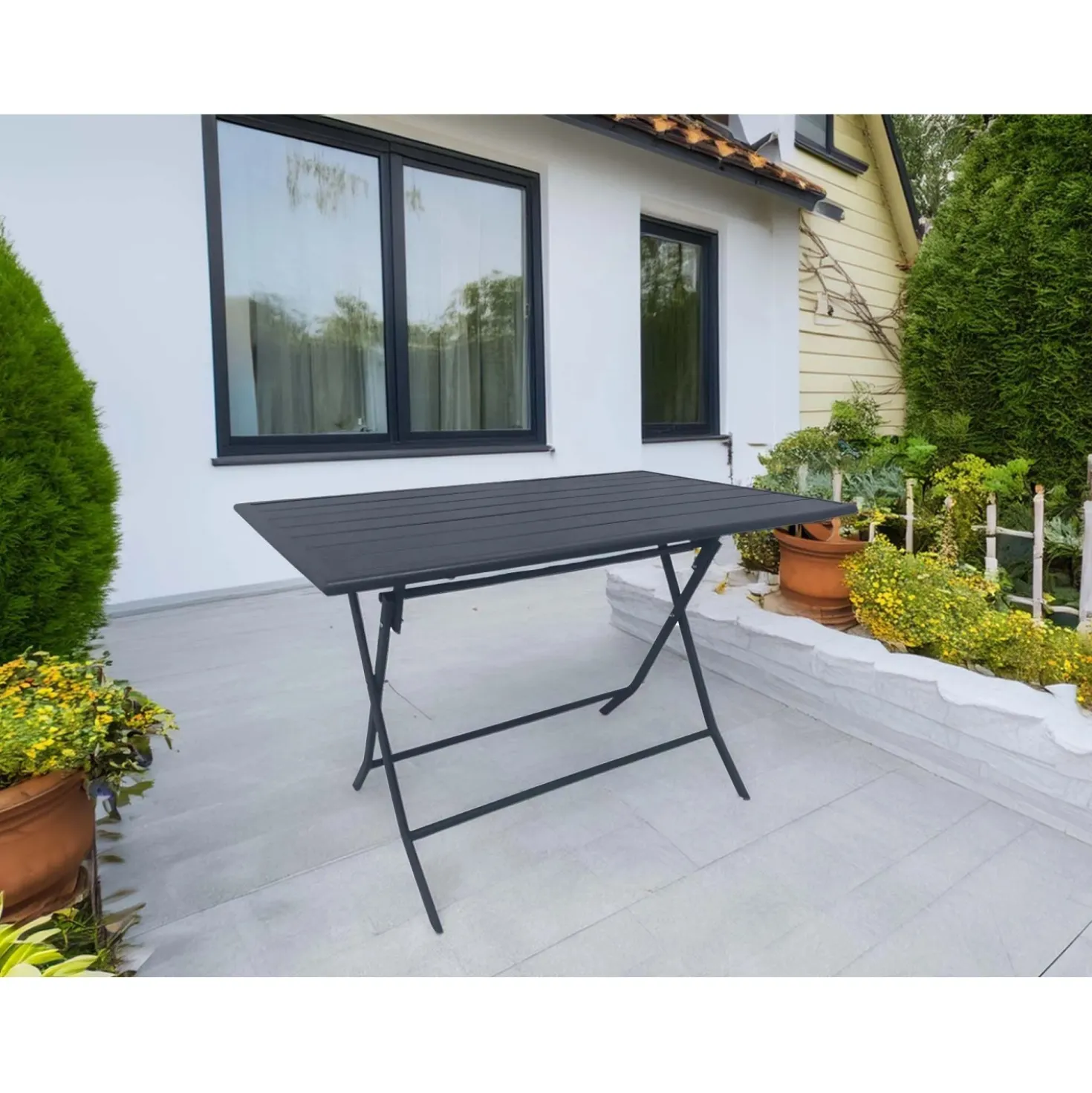 Tavolo da giardino Toconao pieghevole in acciaio 110x70xH70 cm