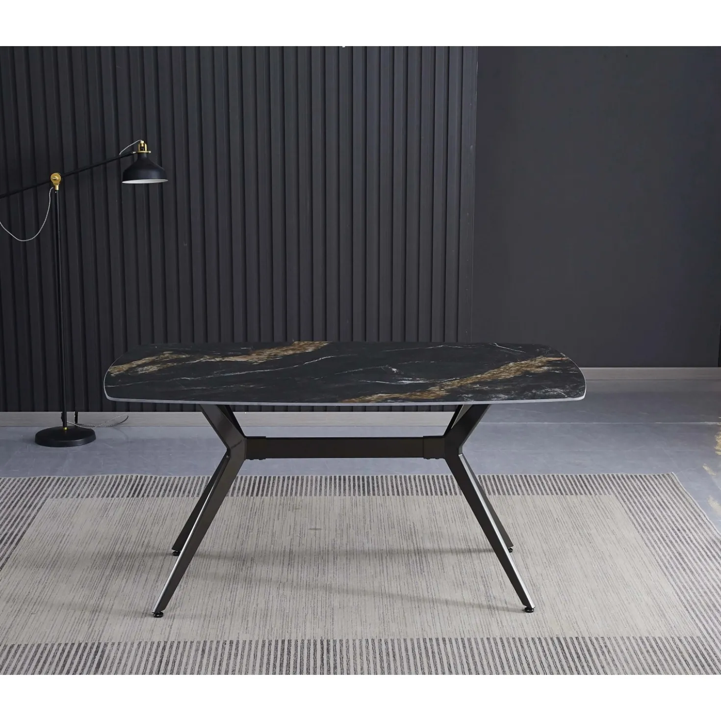 Tavolo da pranzo fisso Callista marmo nero 160x90x76 cm