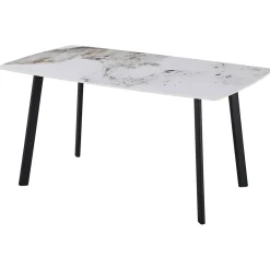 Tavolo da pranzo Quincy top in ceramica marrone marmo lucido 150x85x75 cm