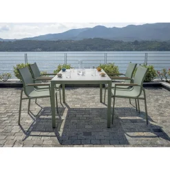 Tavolo e sedie da giardino in polywood verde 4 posti