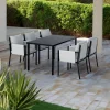 Tavolo e sedie da giardino Horsham in acciaio e textilene nero-grigio 4 posti
