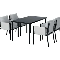 Tavolo e sedie da giardino Horsham in acciaio e textilene nero-grigio 4 posti