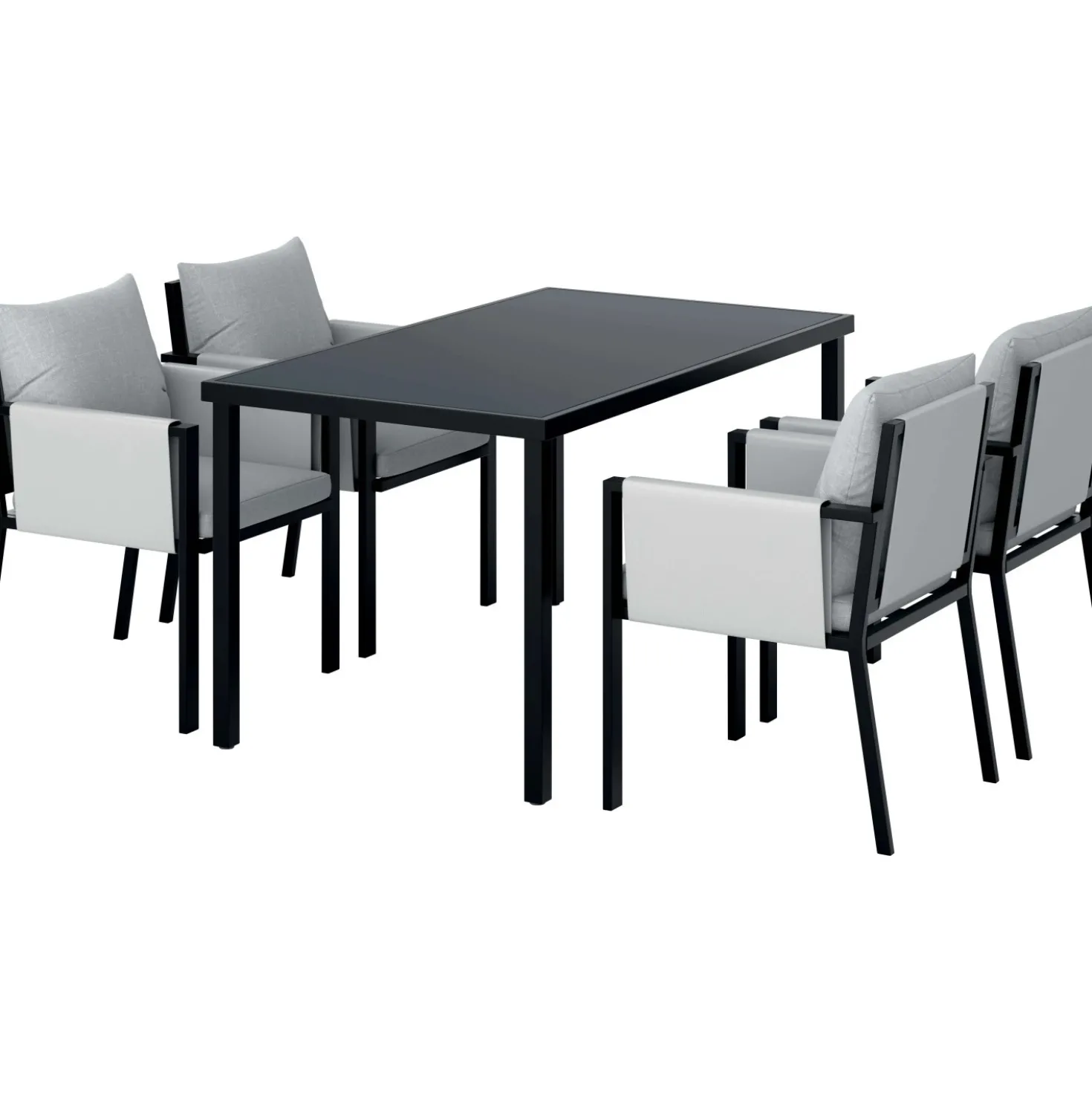 Tavolo e sedie da giardino Horsham in acciaio e textilene nero-grigio 4 posti