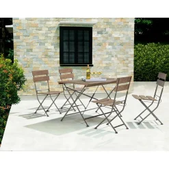 Tavolo e sedie da giardino Wilmington in eucalipto marrone 4 posti