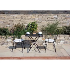 Tavolo pieghevole da giardino in ferro nero 70x70 cm