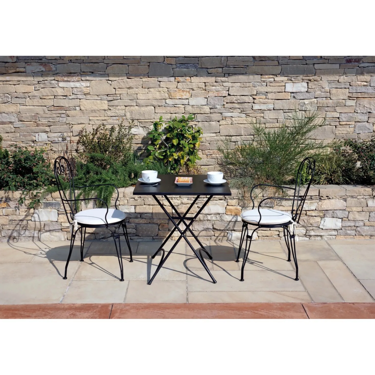 Tavolo pieghevole da giardino in ferro nero 70x70 cm