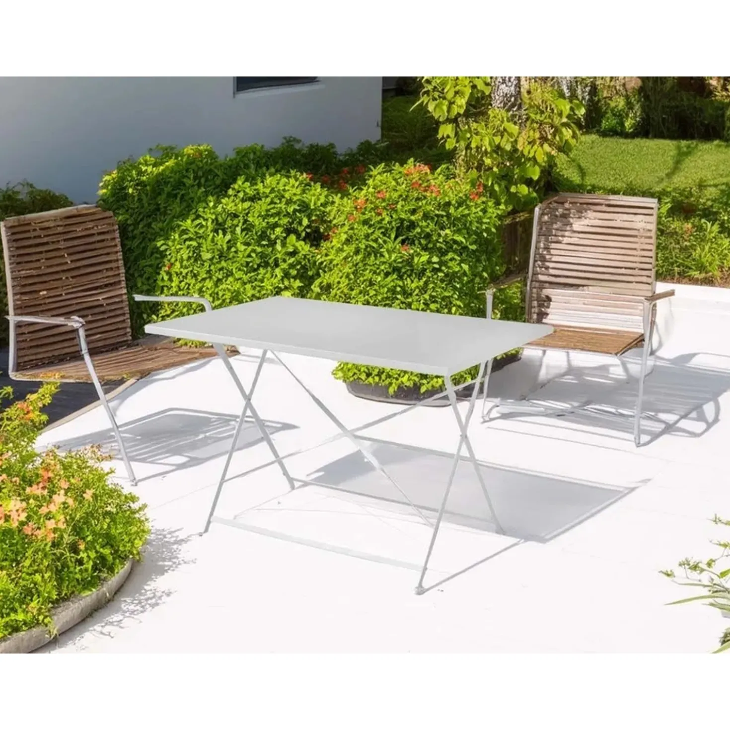 Tavolo pieghevole da giardino Bistrò in ferro avorio 110x70 cm